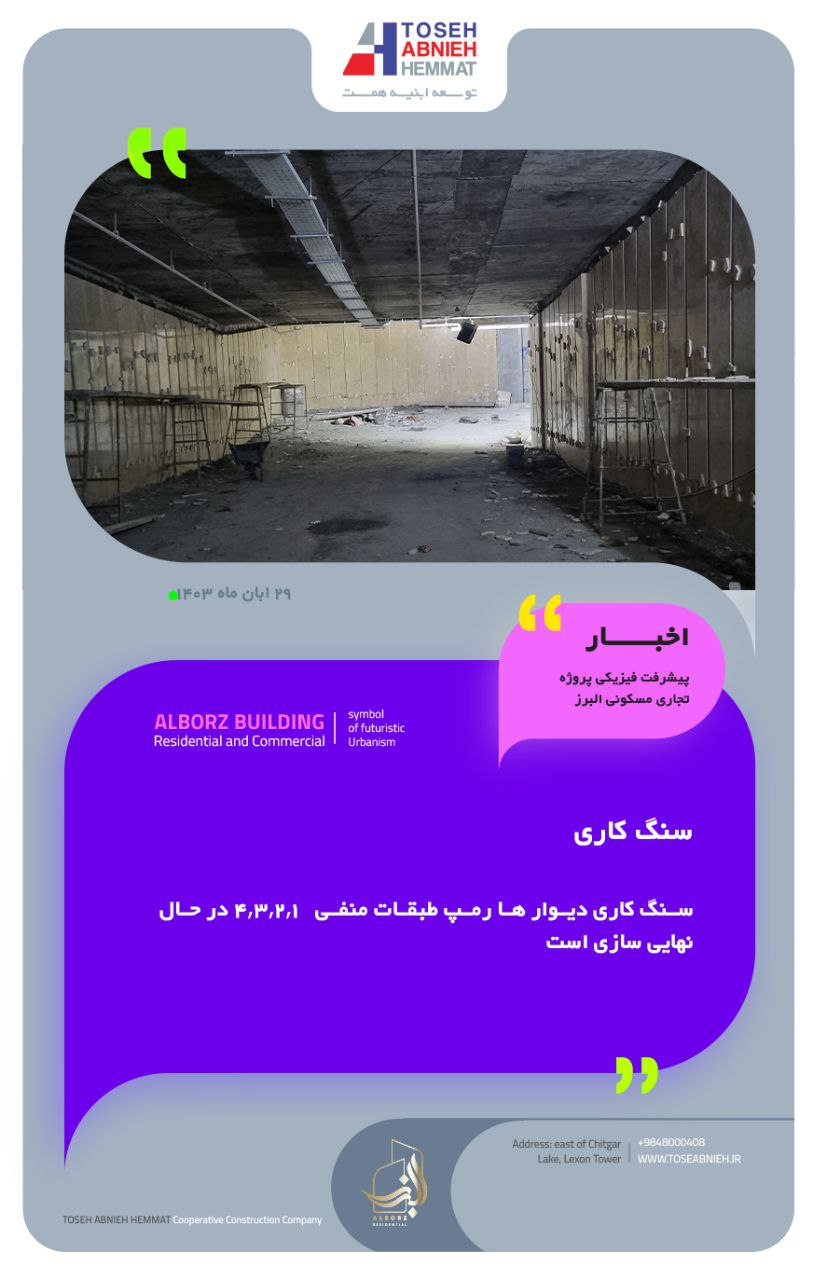 گزارش پیشرفت پروژه البرز آبان ماه 1403